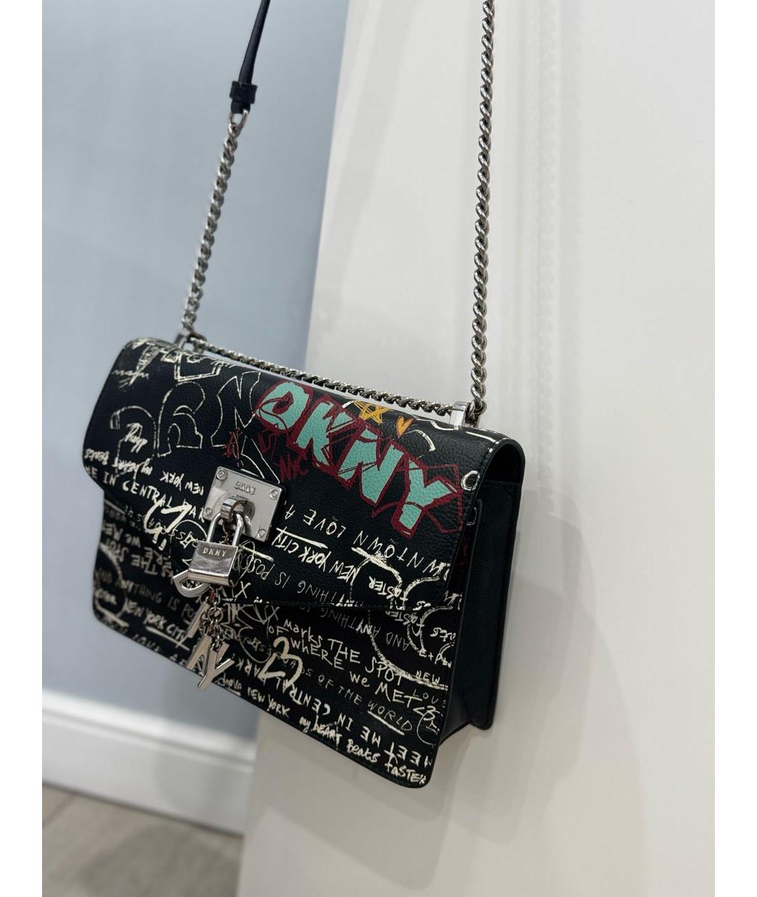 DKNY Черная кожаная сумка через плечо, фото 2