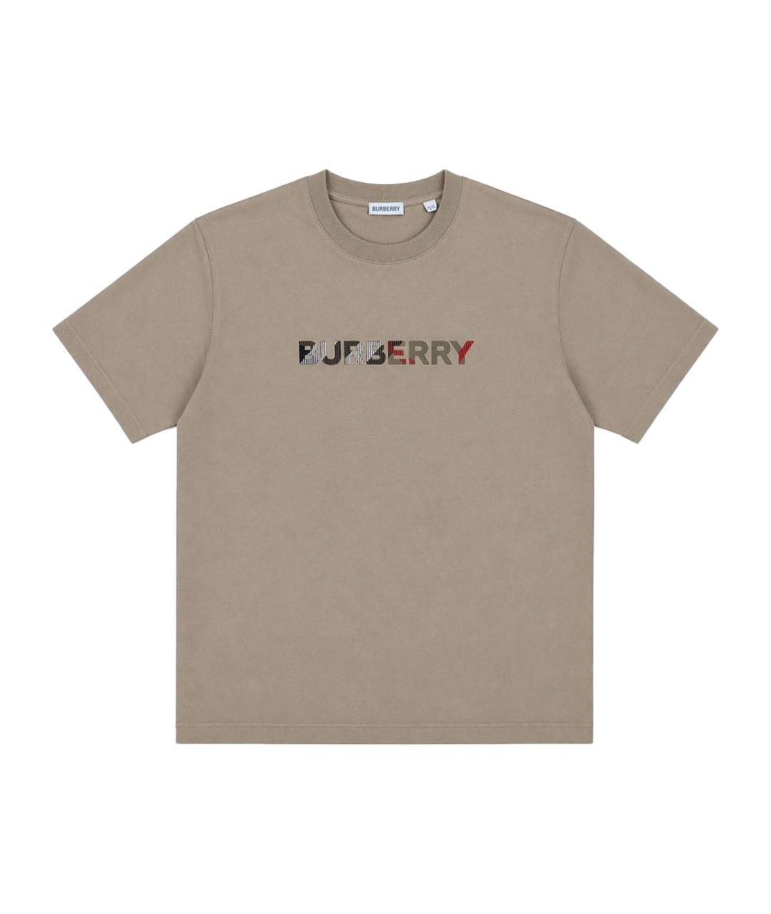 BURBERRY Бежевая хлопковая футболка, фото 1