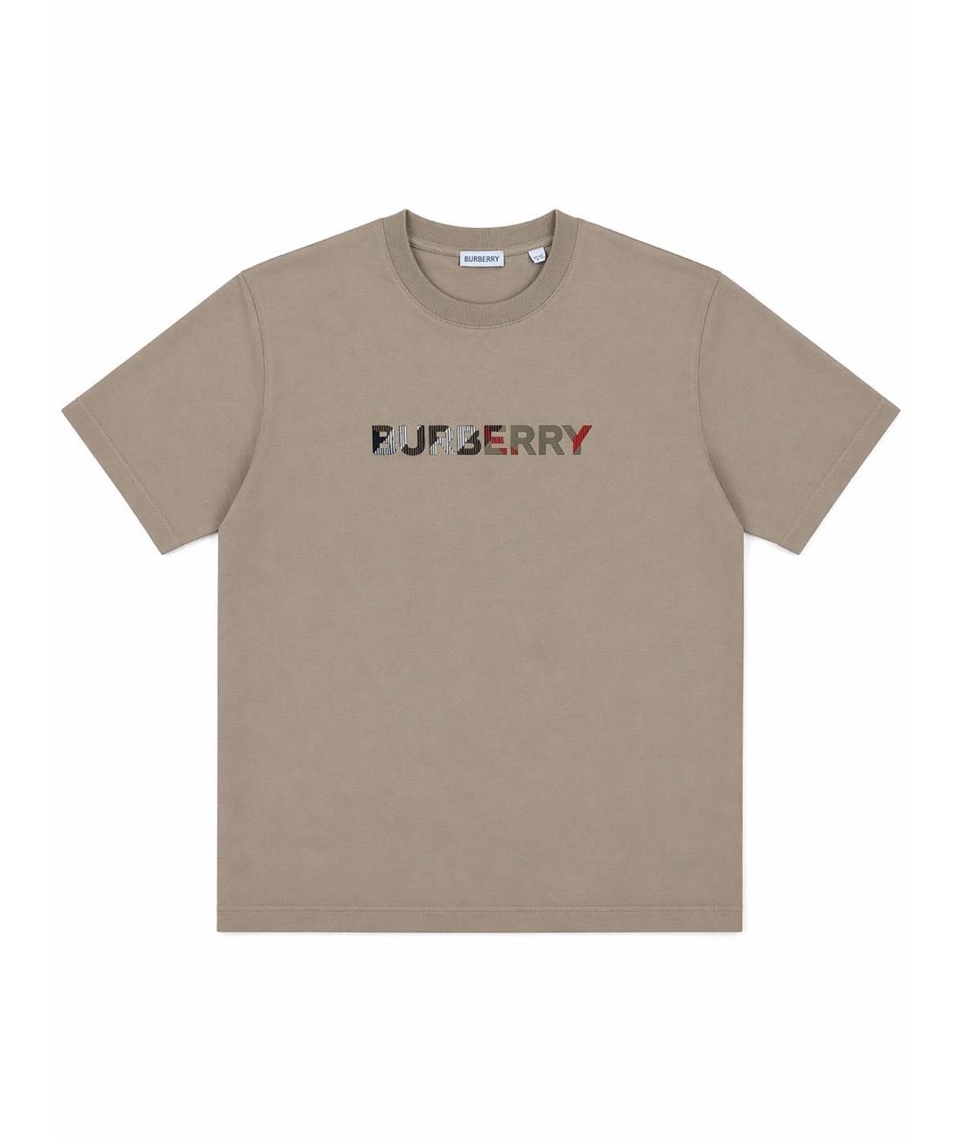 BURBERRY Бежевая хлопковая футболка, фото 4