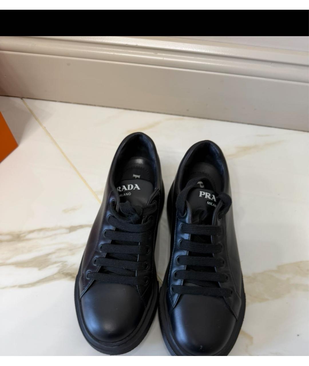 PRADA Черные кожаные кроссовки, фото 2