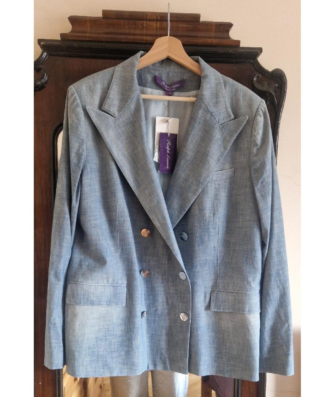 RALPH LAUREN Голубой хлопковый жакет/пиджак, фото 6