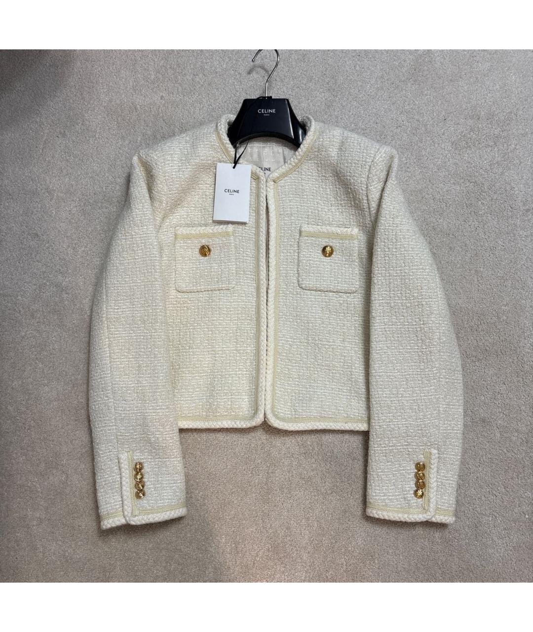 CELINE Бежевый шерстяной жакет/пиджак, фото 2