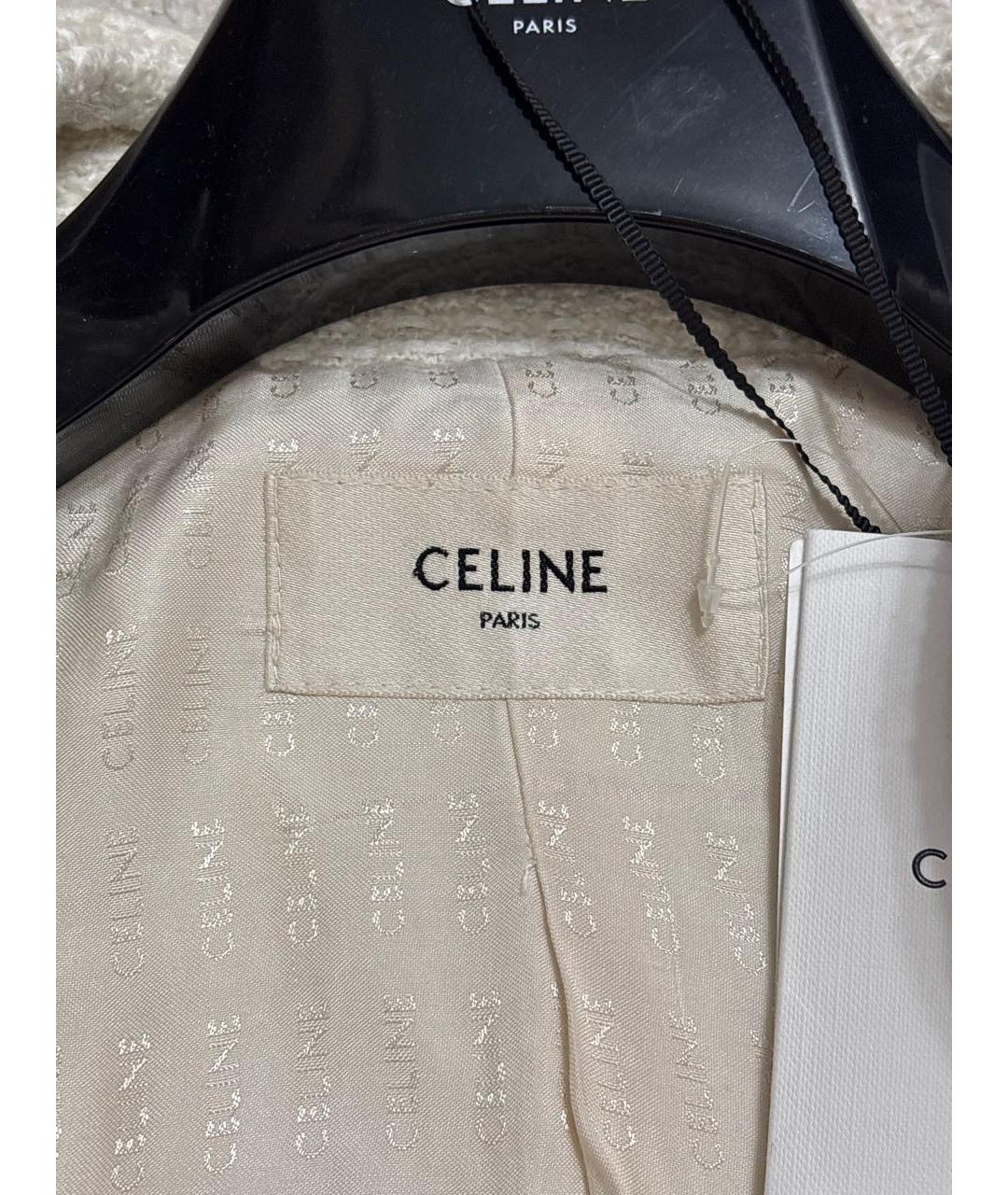 CELINE Бежевый шерстяной жакет/пиджак, фото 3