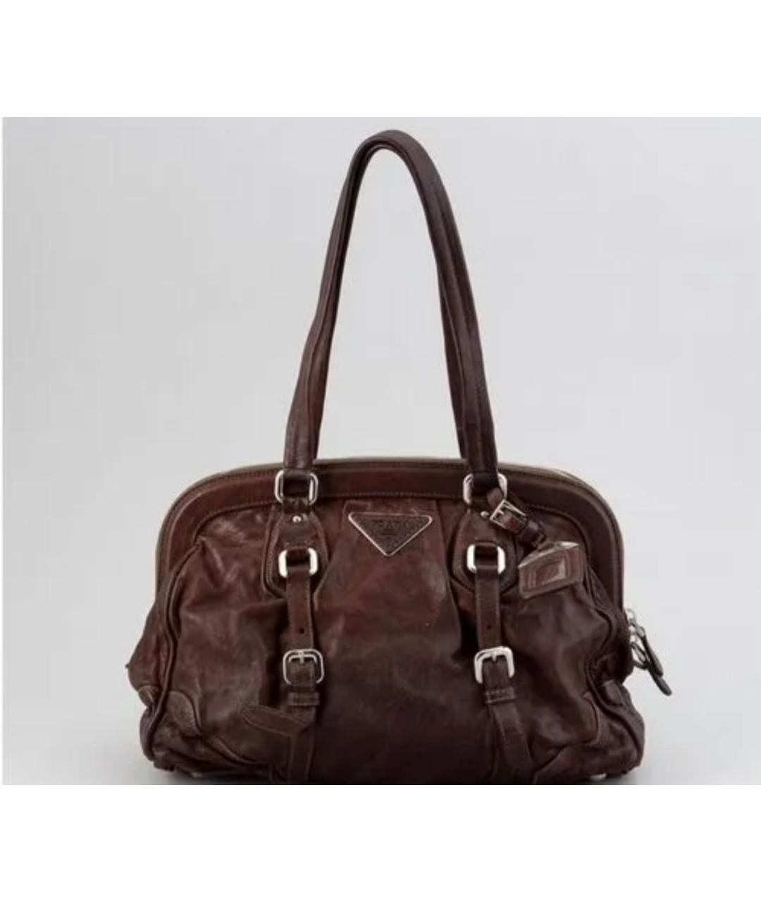 PRADA Коричневая кожаная сумка через плечо, фото 6