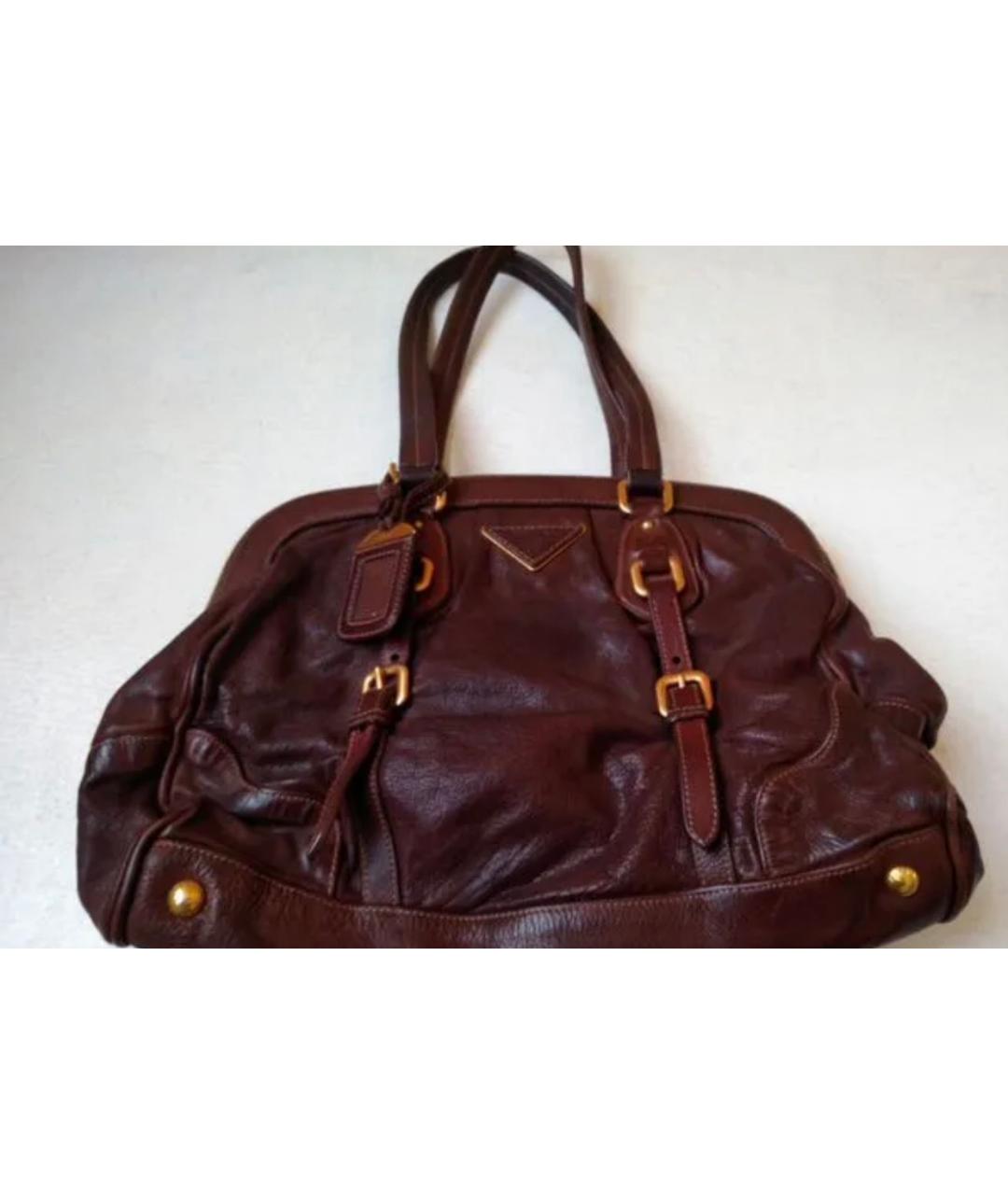 PRADA Коричневая кожаная сумка через плечо, фото 4