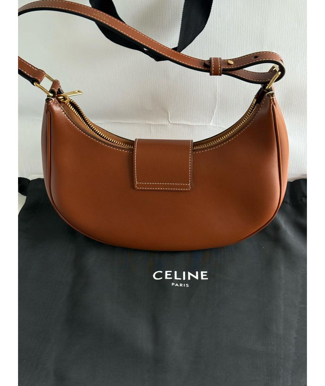 CELINE Коричневая кожаная сумка через плечо, фото 6