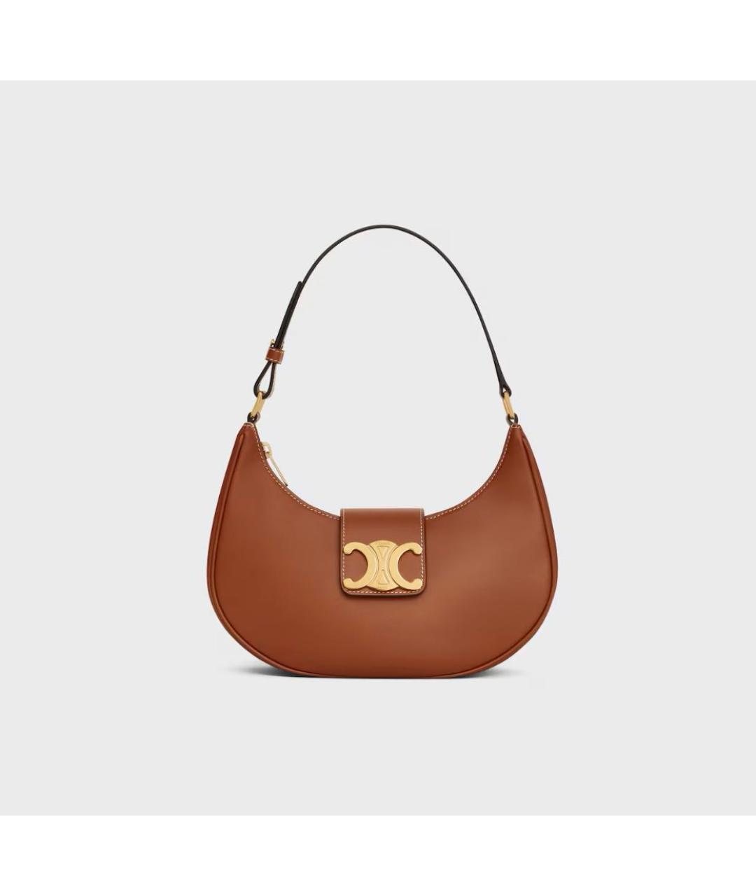 CELINE Коричневая кожаная сумка через плечо, фото 9