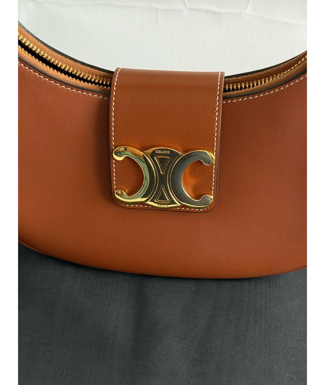 CELINE Коричневая кожаная сумка через плечо, фото 7