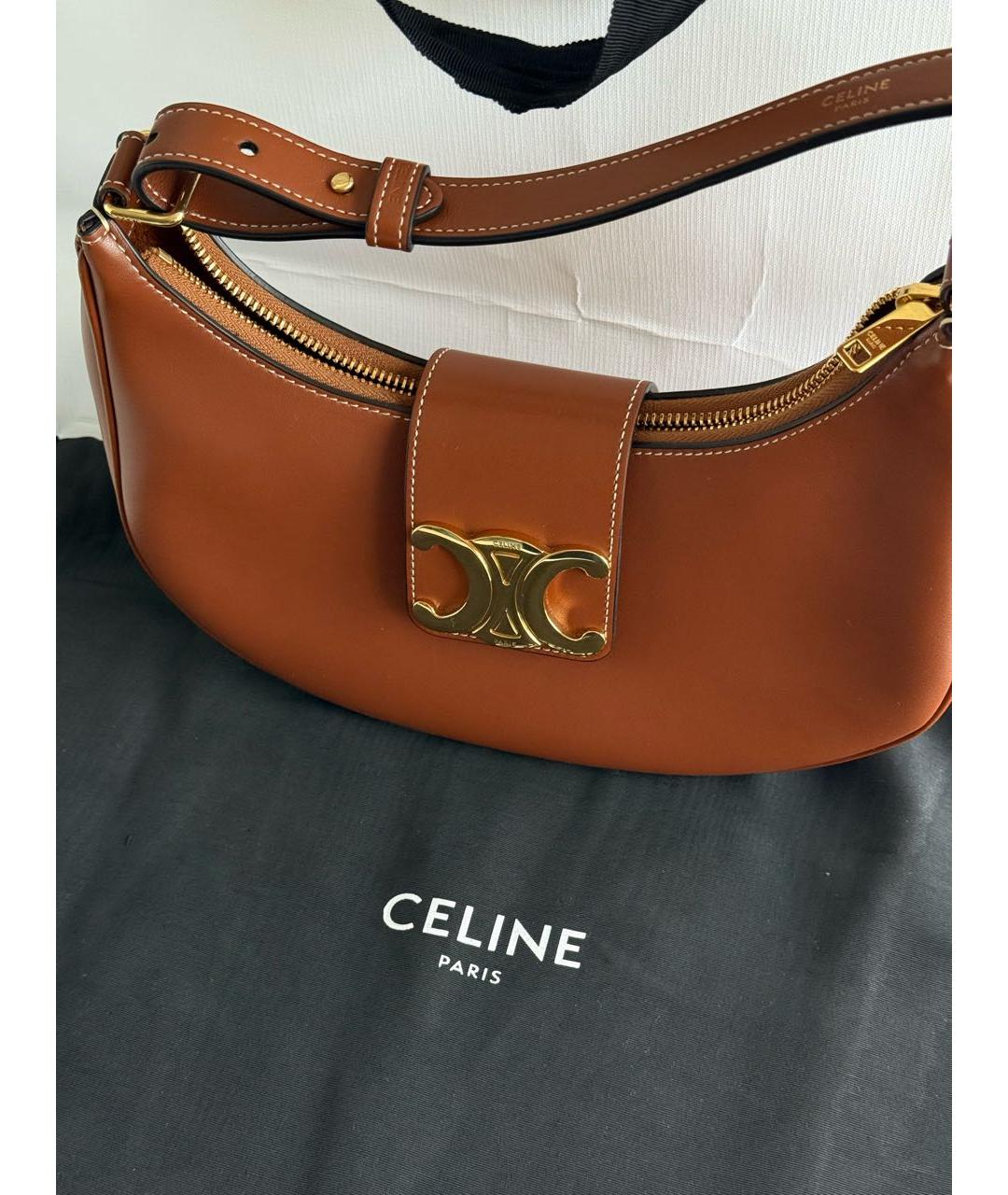 CELINE Коричневая кожаная сумка через плечо, фото 3