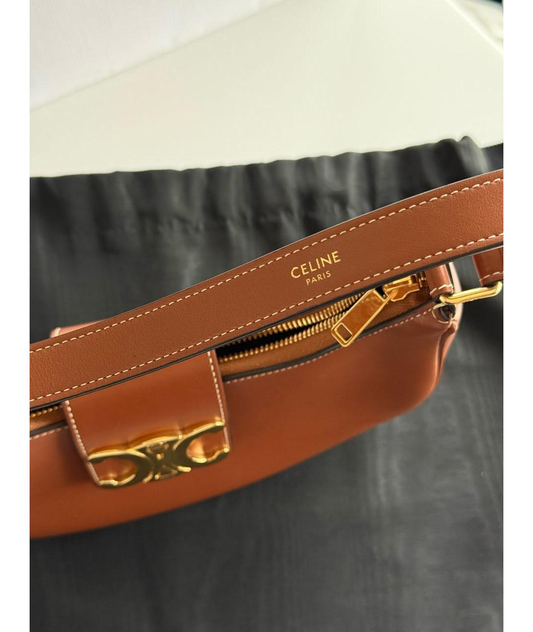 CELINE Коричневая кожаная сумка через плечо, фото 8
