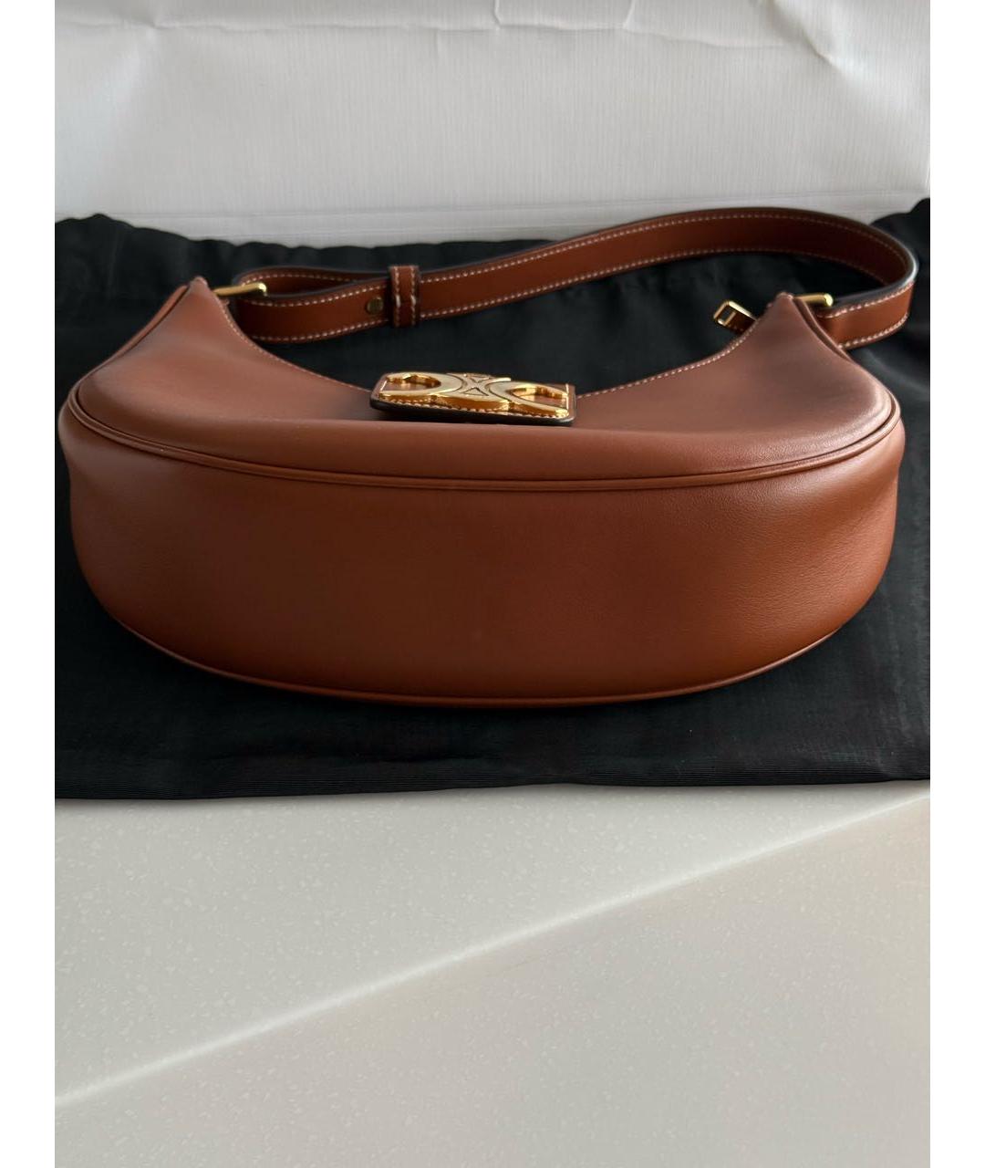 CELINE Коричневая кожаная сумка через плечо, фото 4