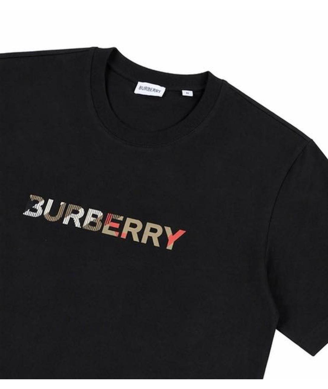 BURBERRY Черная хлопковая футболка, фото 3