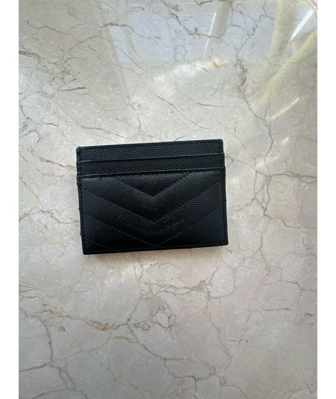 SAINT LAURENT Черный кожаный кардхолдер, фото 3