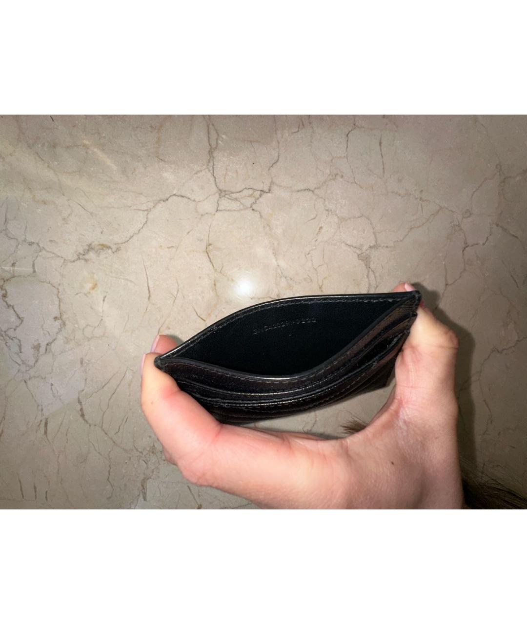 SAINT LAURENT Черный кожаный кардхолдер, фото 4