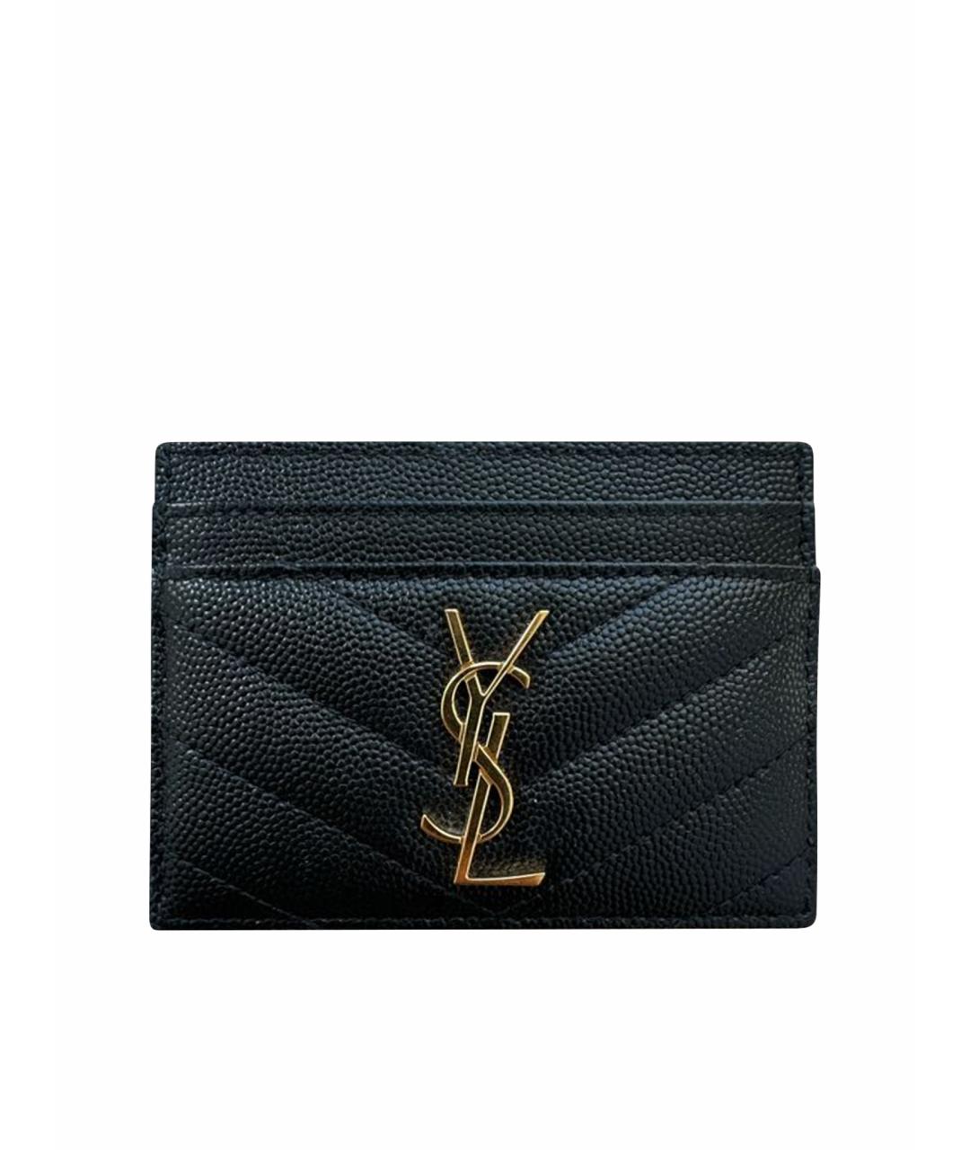 SAINT LAURENT Черный кожаный кардхолдер, фото 1