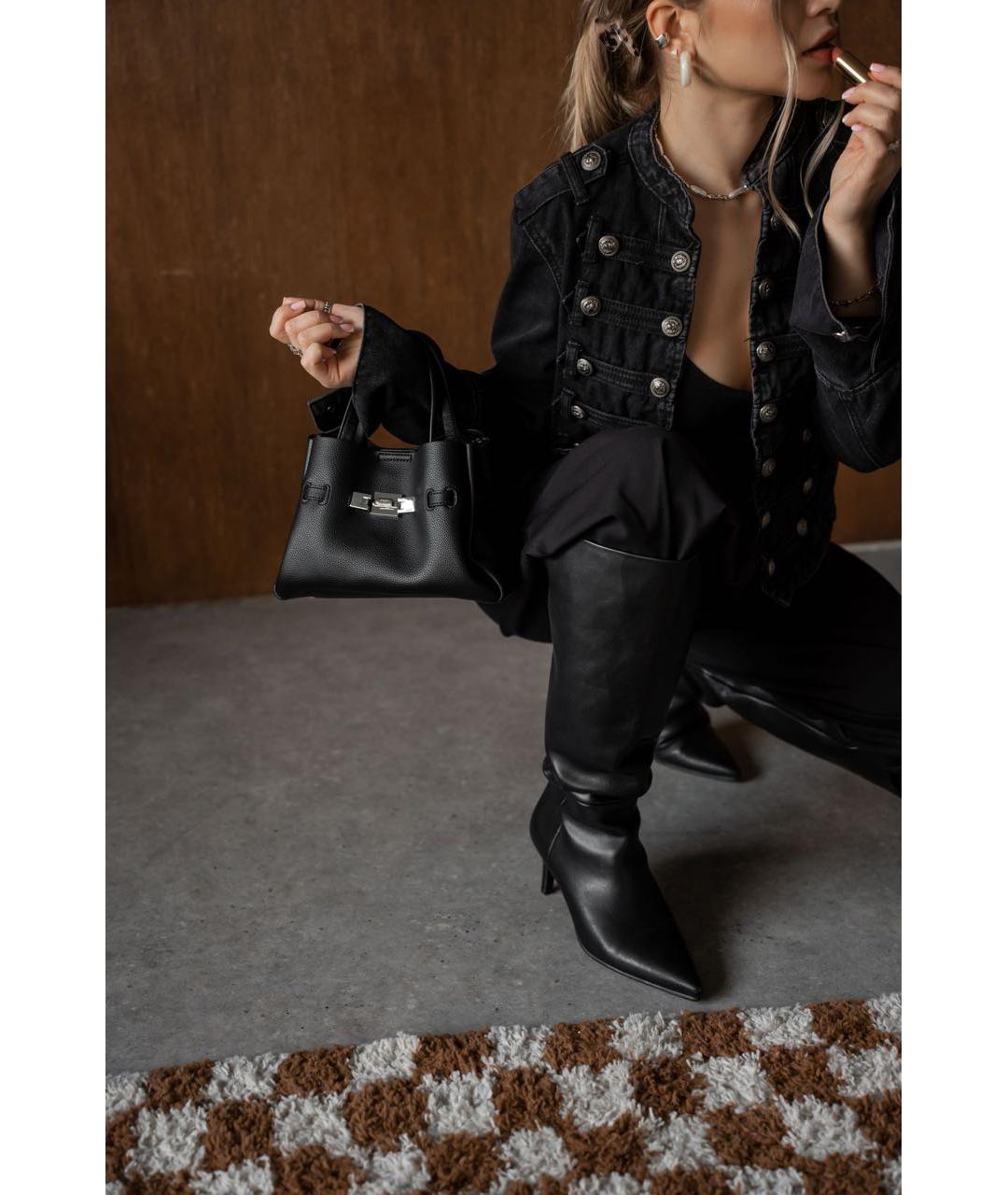 DKNY Черная сумка с короткими ручками из искусственной кожи, фото 5