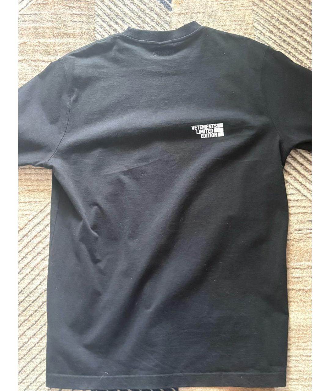 VETEMENTS Черная хлопковая футболка, фото 2