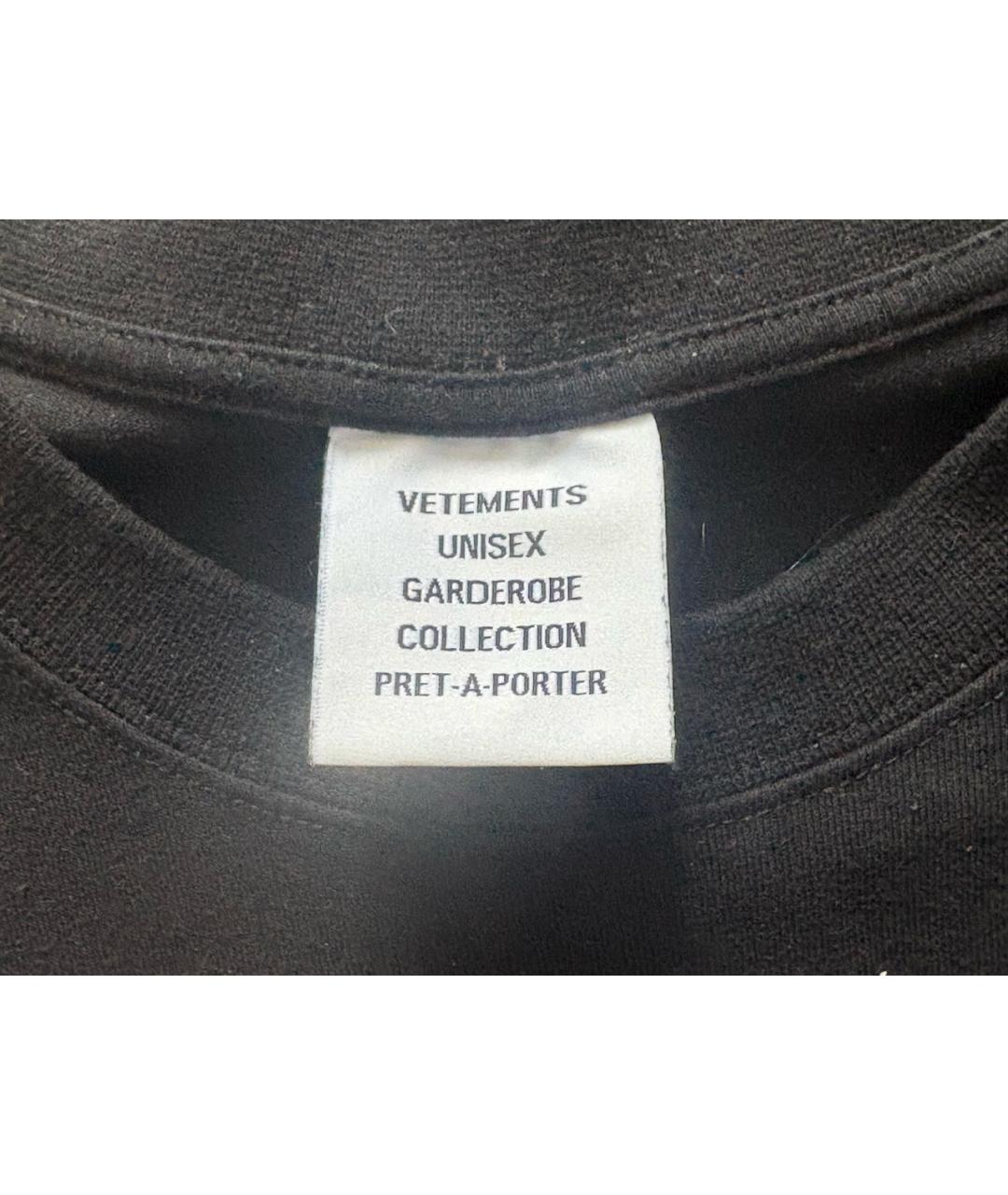 VETEMENTS Черная хлопковая футболка, фото 3
