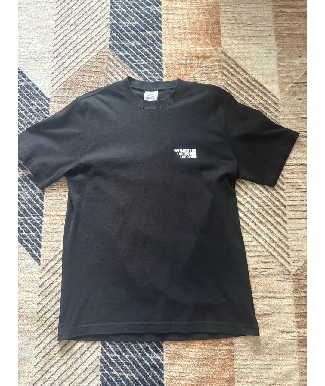 VETEMENTS Черная хлопковая футболка, фото 9
