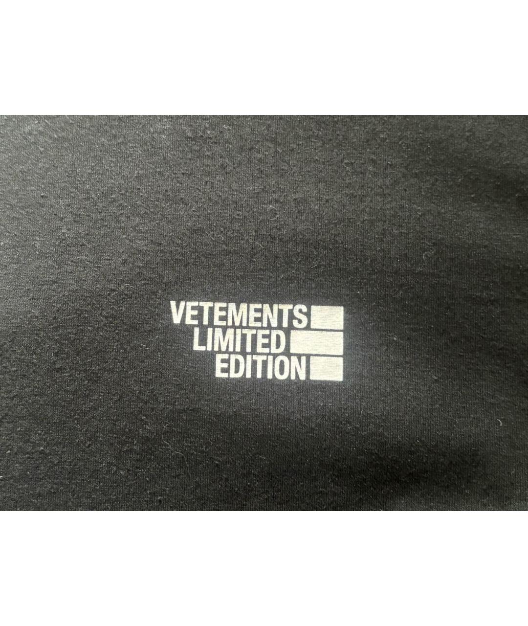 VETEMENTS Черная хлопковая футболка, фото 5