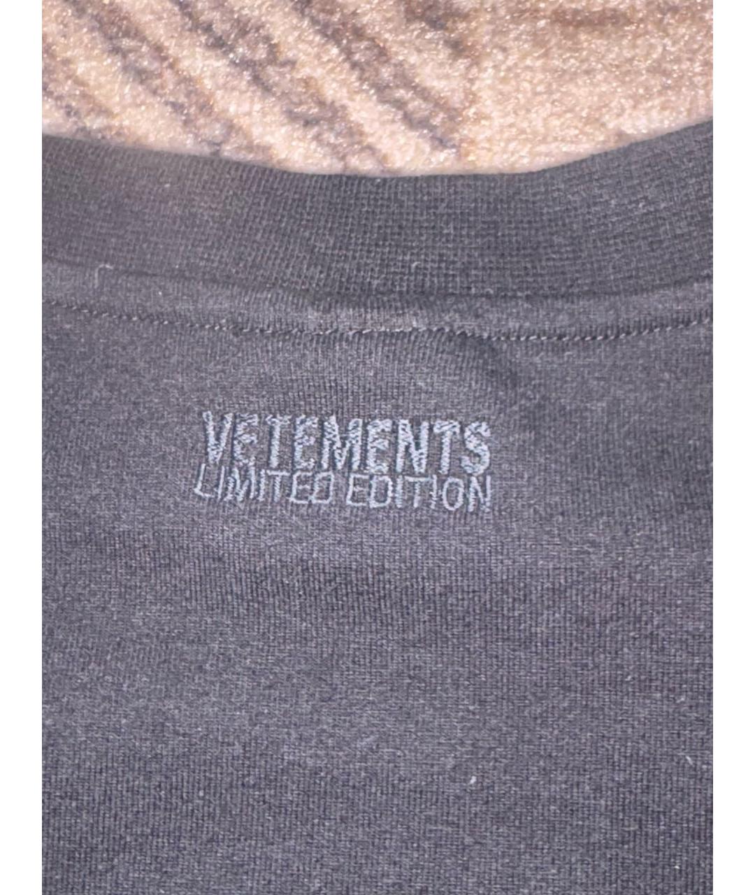 VETEMENTS Черная хлопковая футболка, фото 4