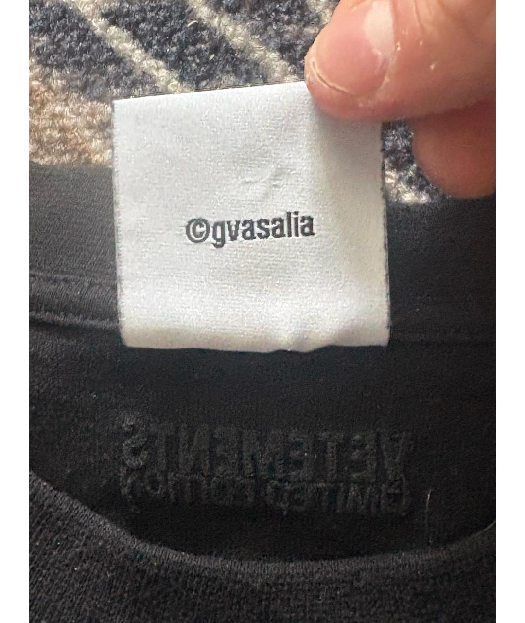 VETEMENTS Черная хлопковая футболка, фото 6