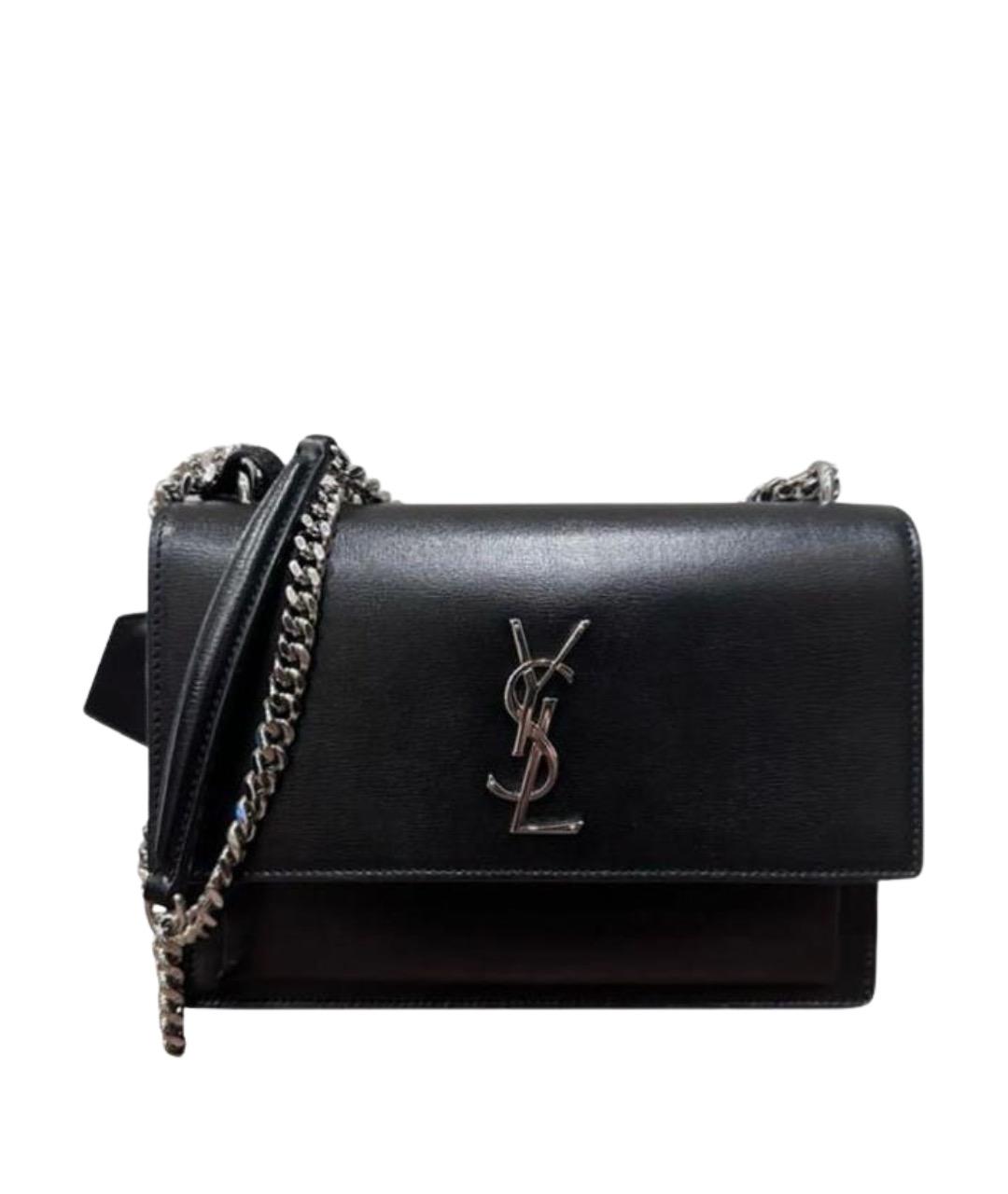 SAINT LAURENT Черная кожаная сумка через плечо, фото 1