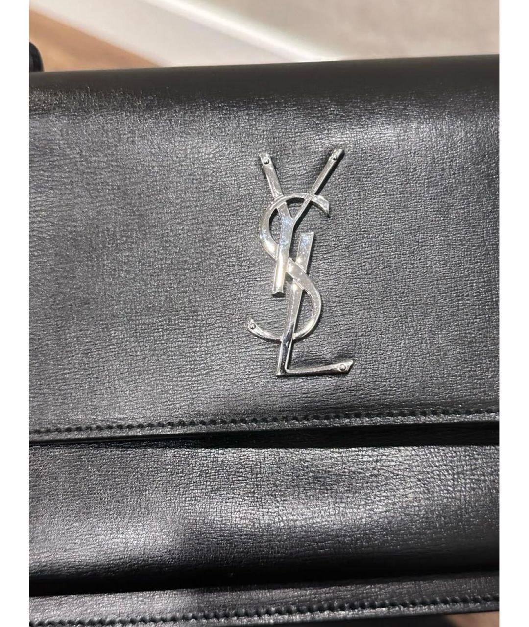 SAINT LAURENT Черная кожаная сумка через плечо, фото 2