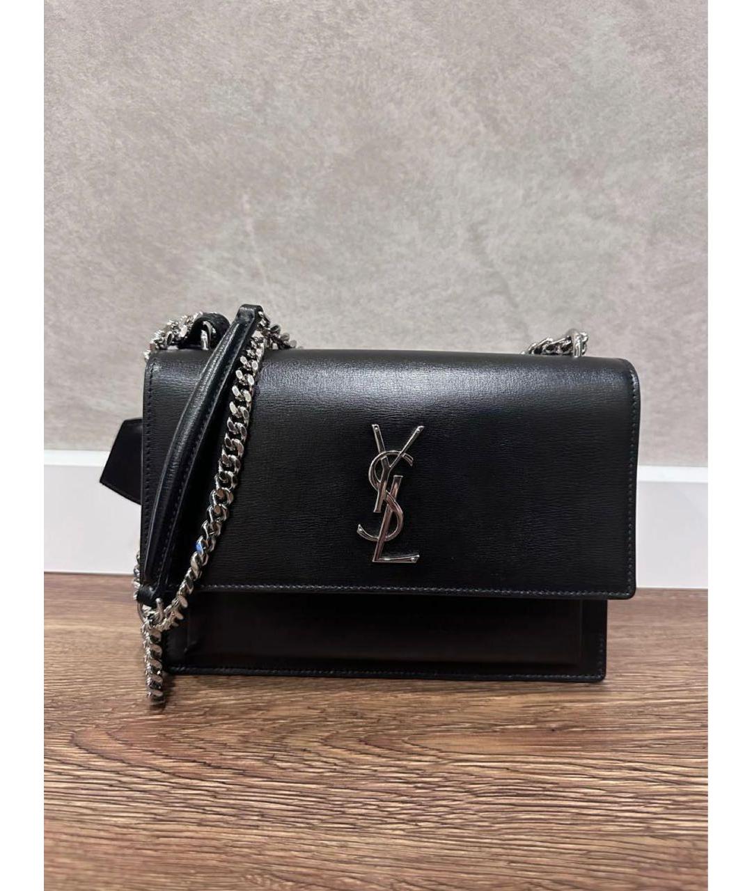 SAINT LAURENT Черная кожаная сумка через плечо, фото 5