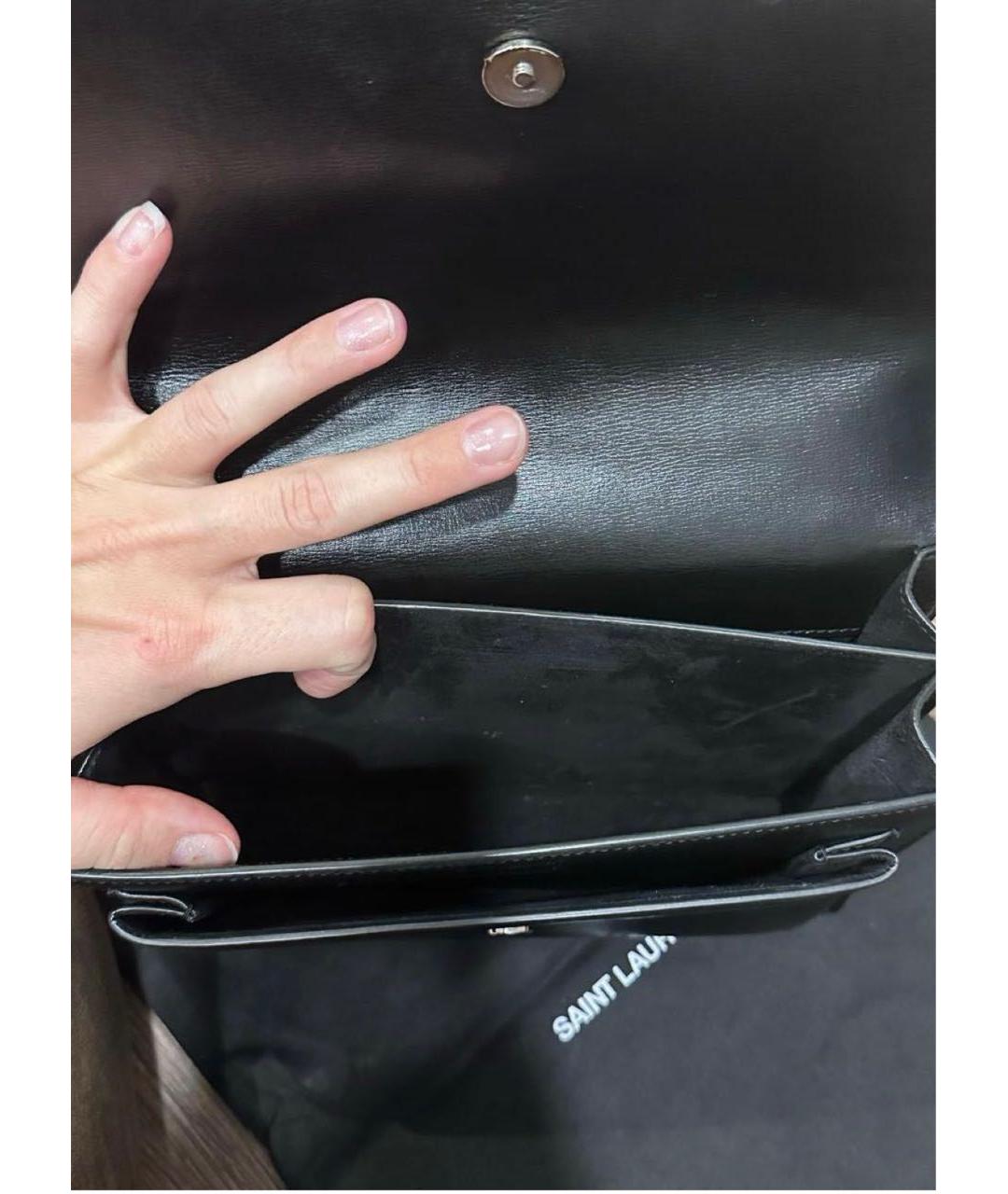 SAINT LAURENT Черная кожаная сумка через плечо, фото 4