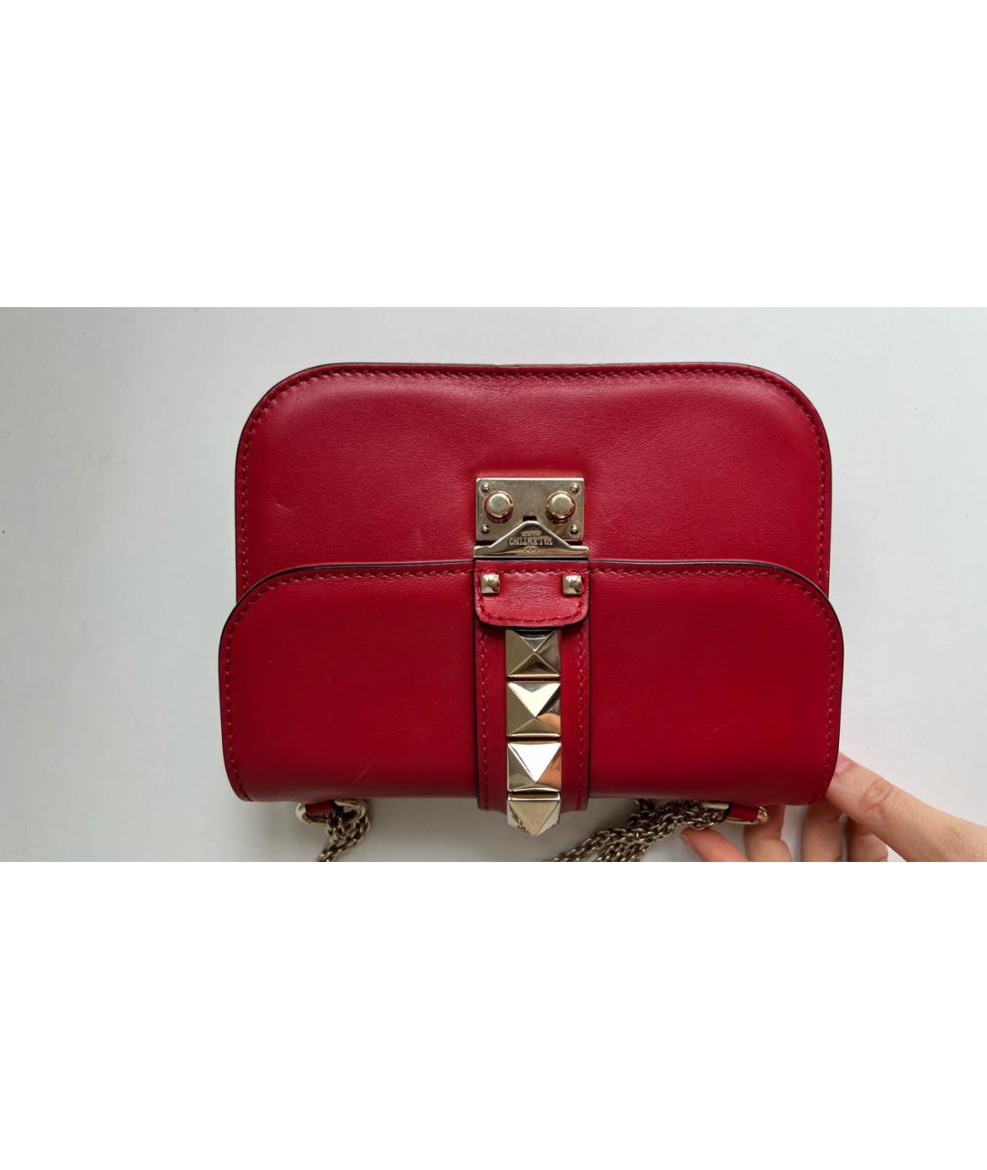 VALENTINO Красная кожаная сумка через плечо, фото 2
