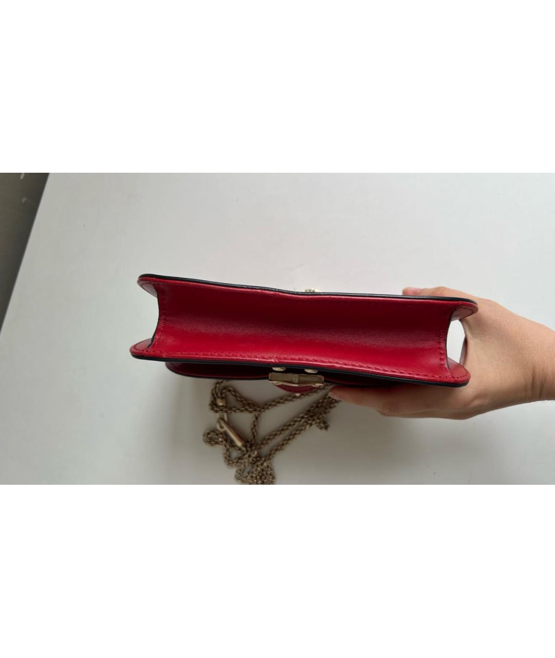 VALENTINO Красная кожаная сумка через плечо, фото 3