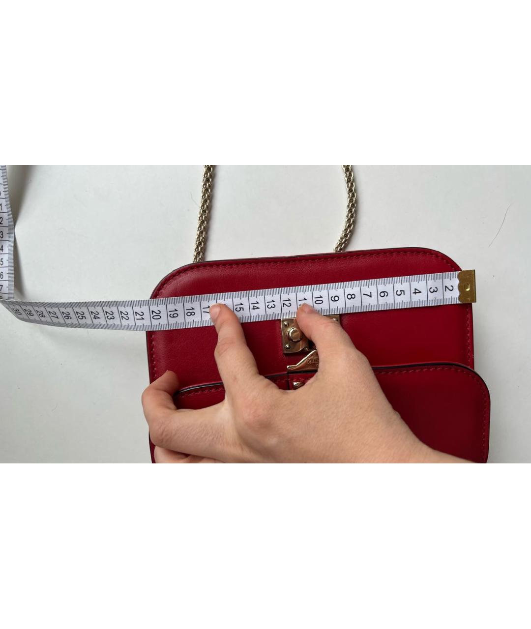 VALENTINO Красная кожаная сумка через плечо, фото 7
