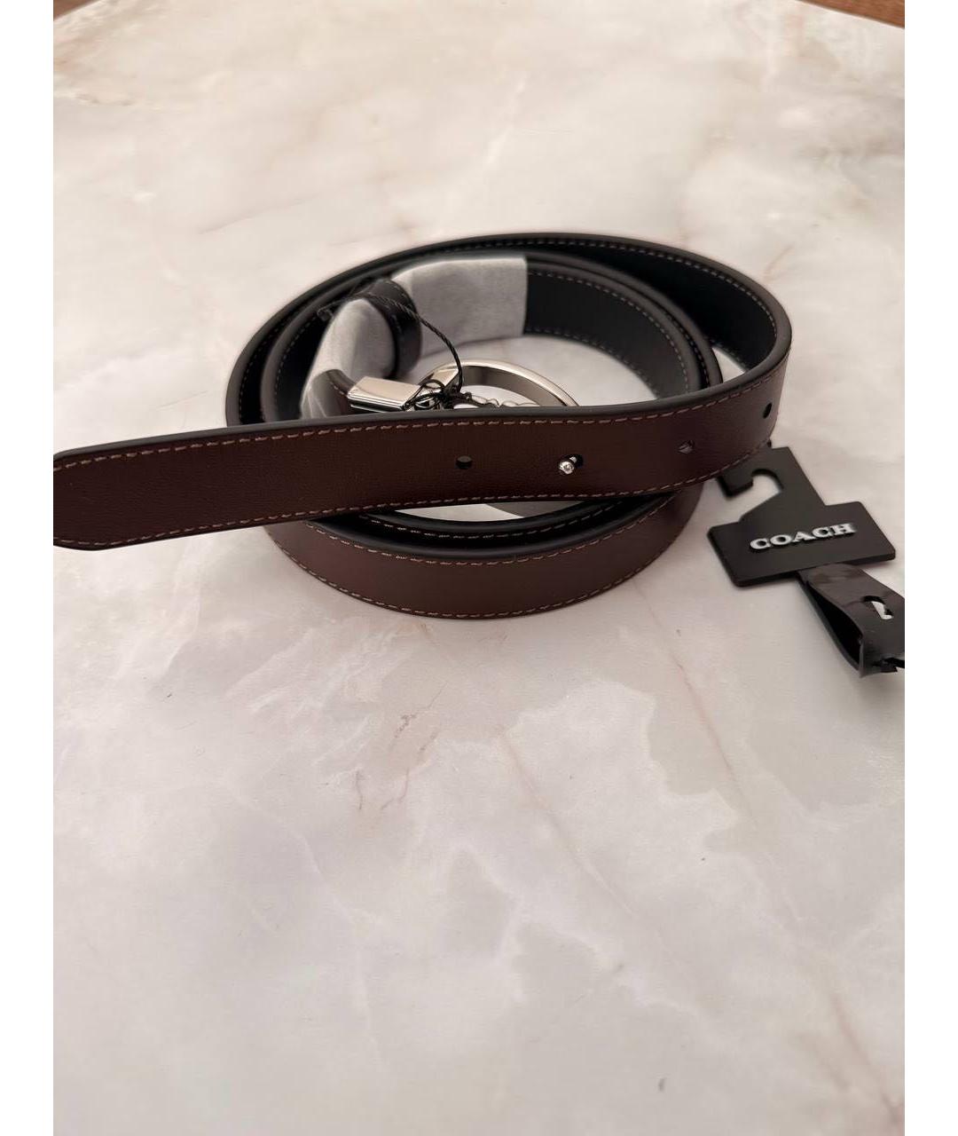 COACH Черный кожаный ремень, фото 5