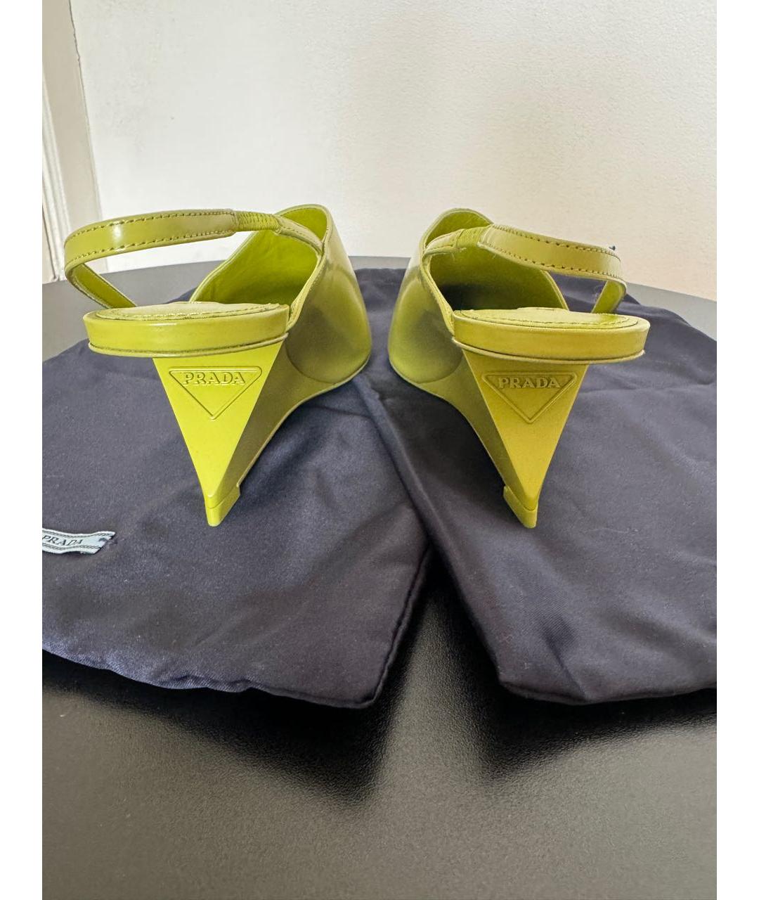 PRADA Салатовые кожаные туфли, фото 5