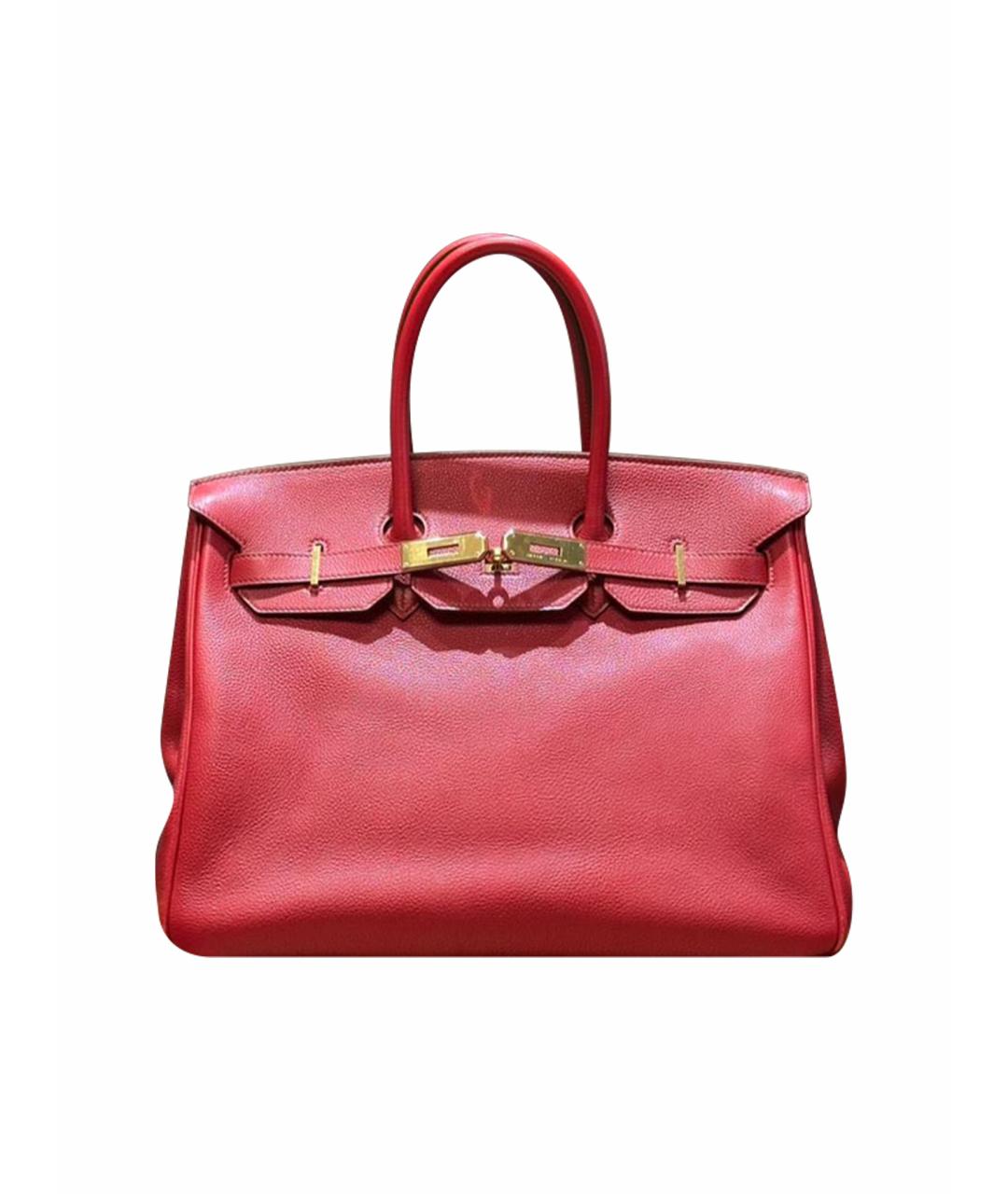 HERMES Красная кожаная сумка с короткими ручками, фото 1