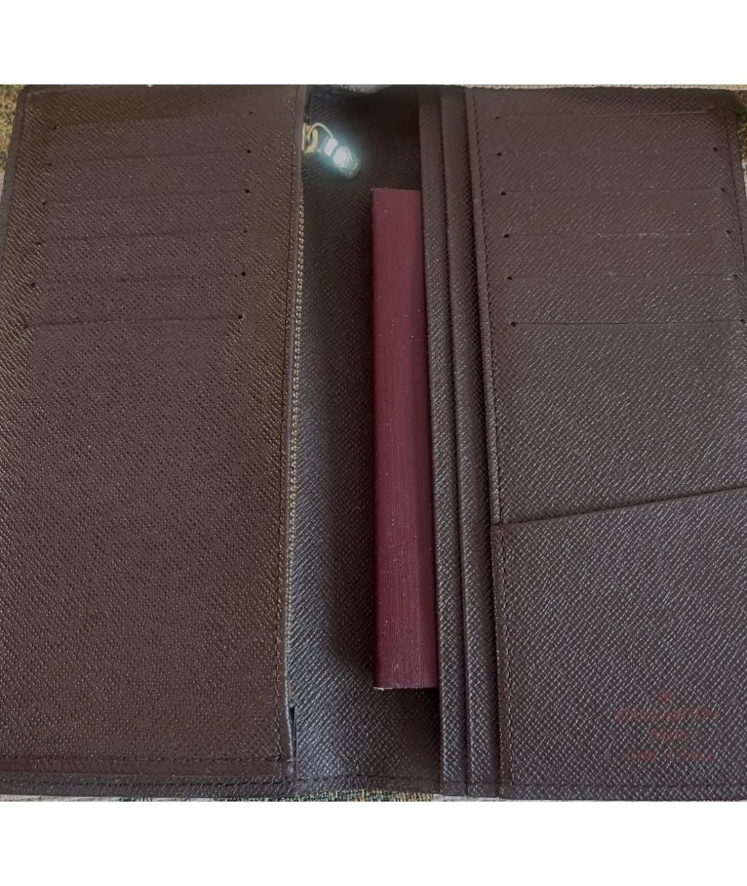 LOUIS VUITTON Коричневый кожаный кошелек, фото 7