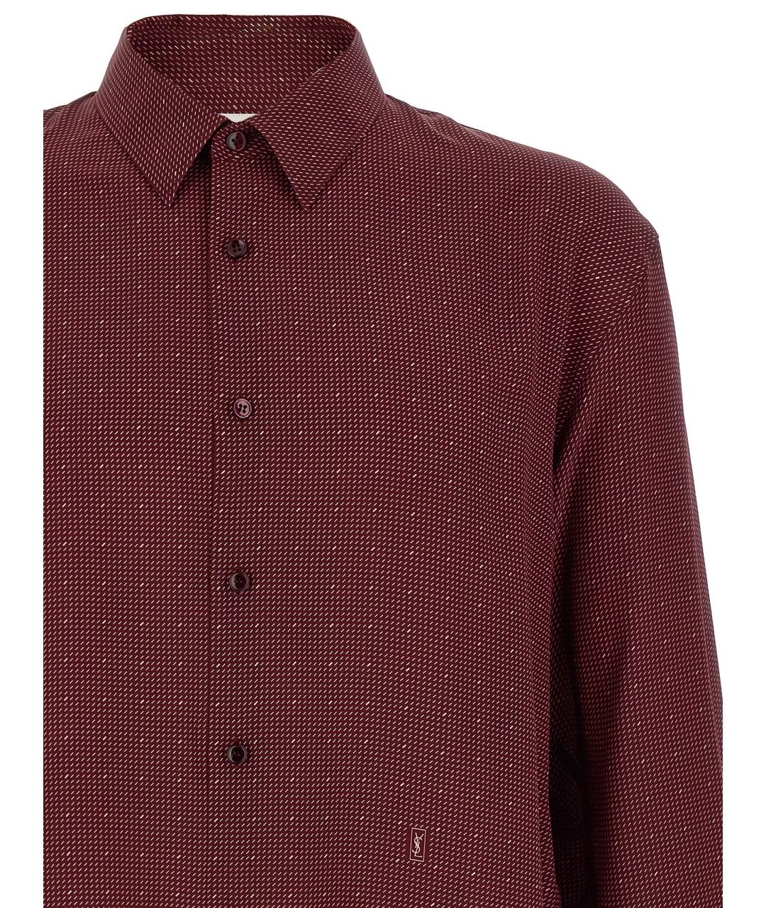 SAINT LAURENT Бордовая шелковая кэжуал рубашка, фото 3