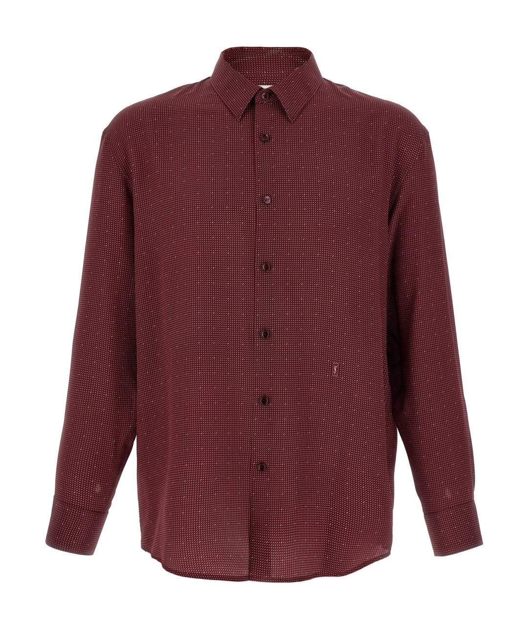 SAINT LAURENT Бордовая шелковая кэжуал рубашка, фото 1