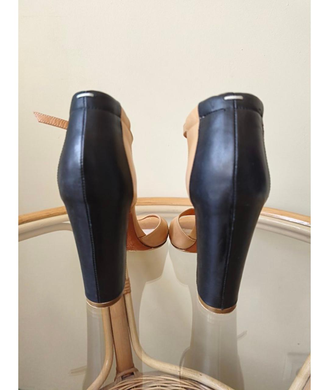 MAISON MARGIELA Бежевые кожаные босоножки, фото 4
