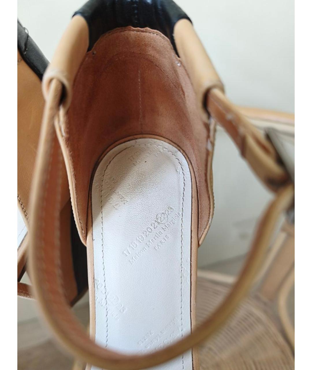 MAISON MARGIELA Бежевые кожаные босоножки, фото 7