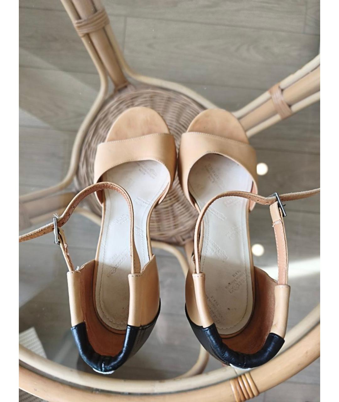 MAISON MARGIELA Бежевые кожаные босоножки, фото 3