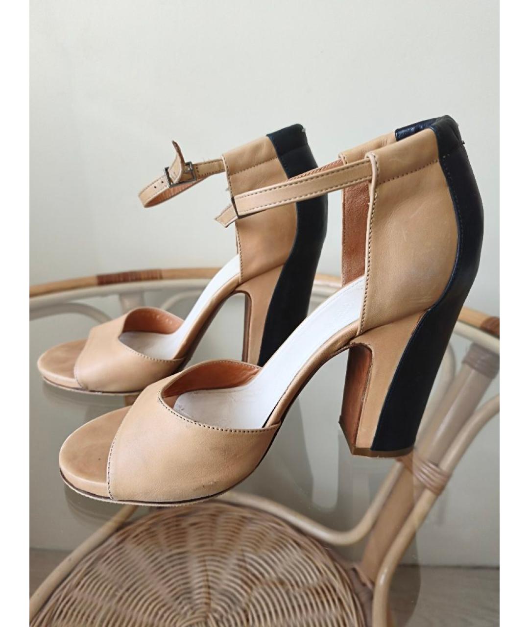 MAISON MARGIELA Бежевые кожаные босоножки, фото 5