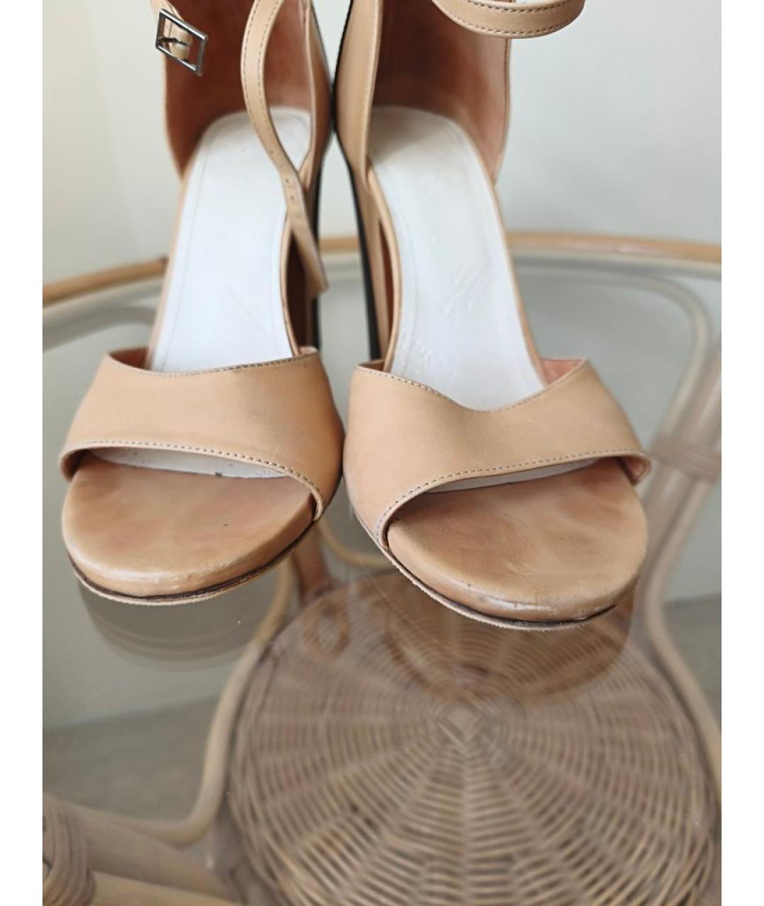 MAISON MARGIELA Бежевые кожаные босоножки, фото 8