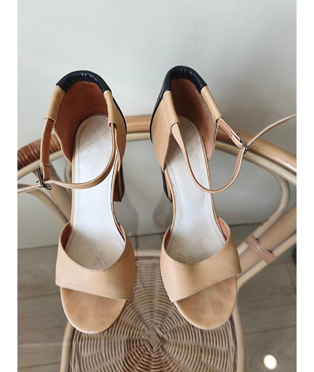 MAISON MARGIELA Бежевые кожаные босоножки, фото 2