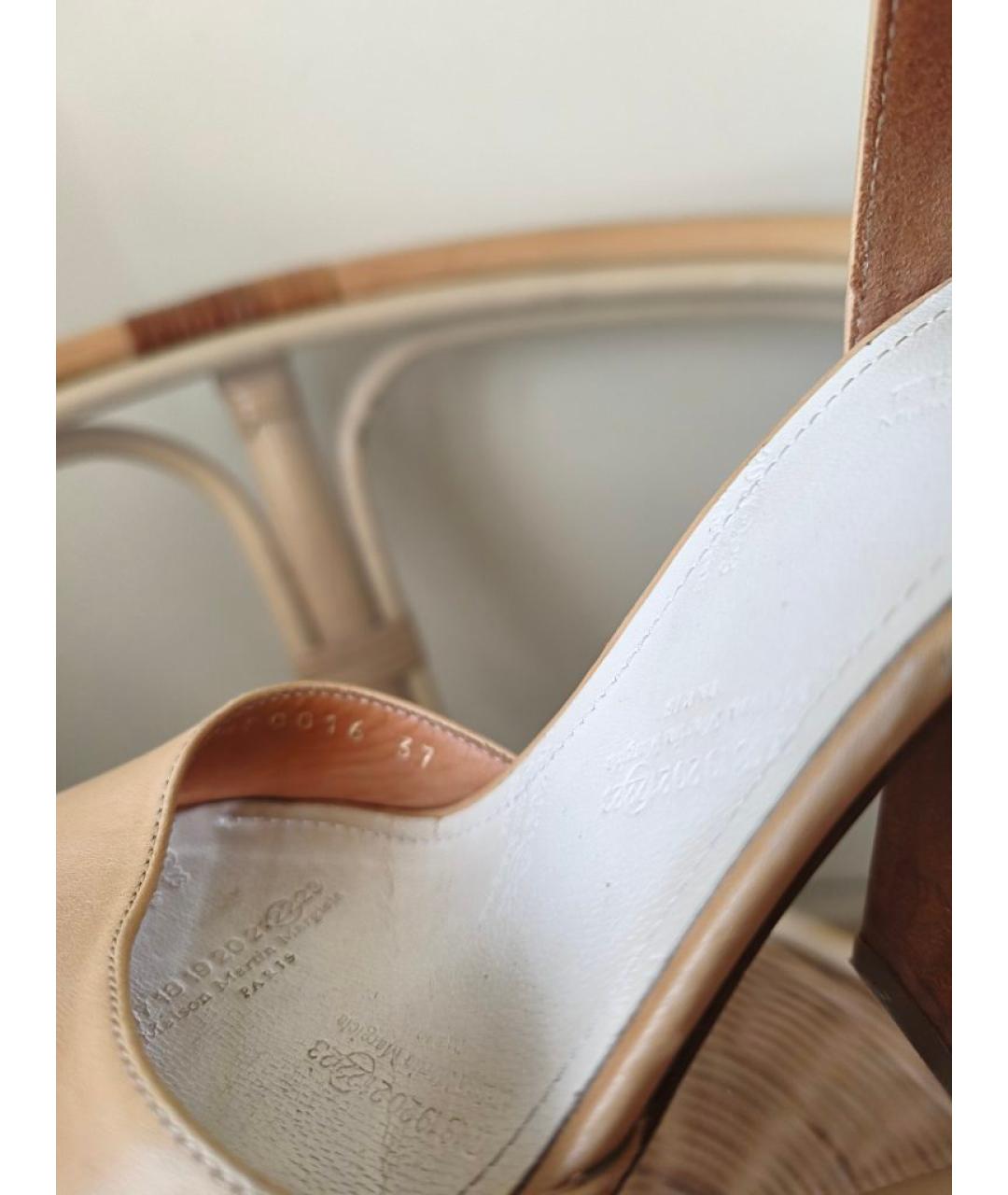 MAISON MARGIELA Бежевые кожаные босоножки, фото 6