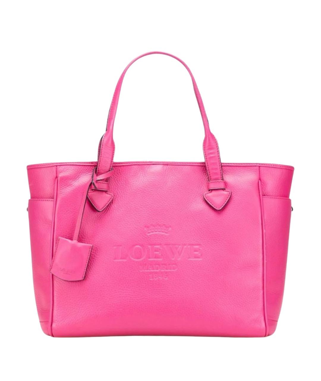 LOEWE Розовая кожаная сумка тоут, фото 1