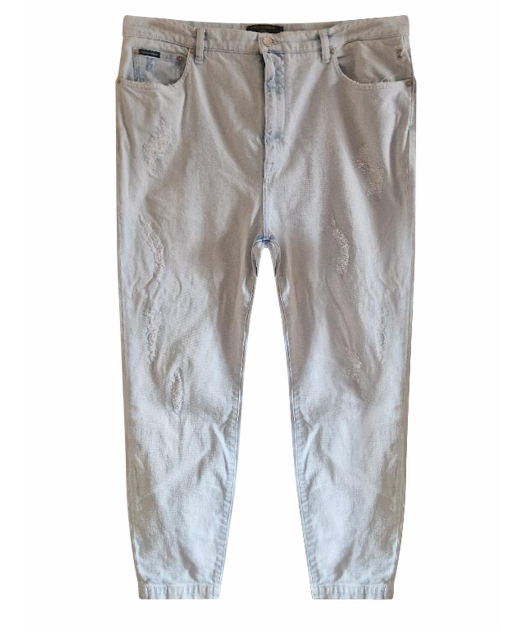 DOLCE&GABBANA Голубые хлопковые прямые джинсы, фото 1