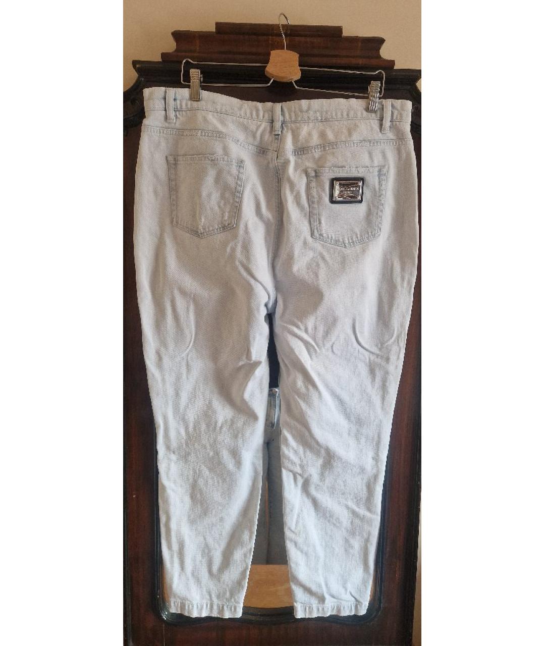 DOLCE&GABBANA Голубые хлопковые прямые джинсы, фото 2