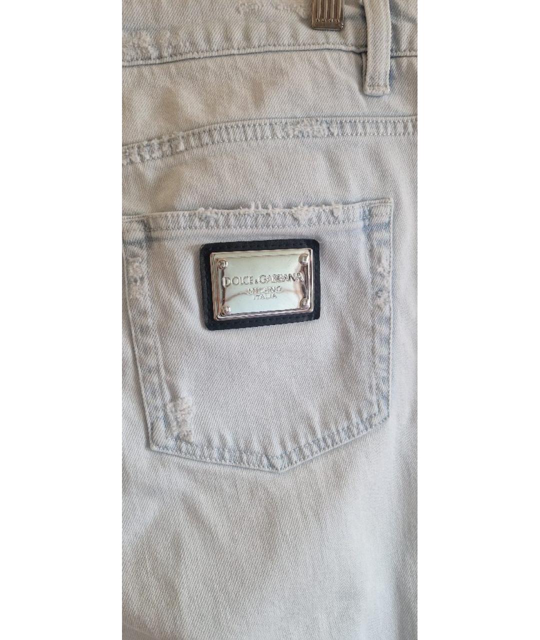DOLCE&GABBANA Голубые хлопковые прямые джинсы, фото 4
